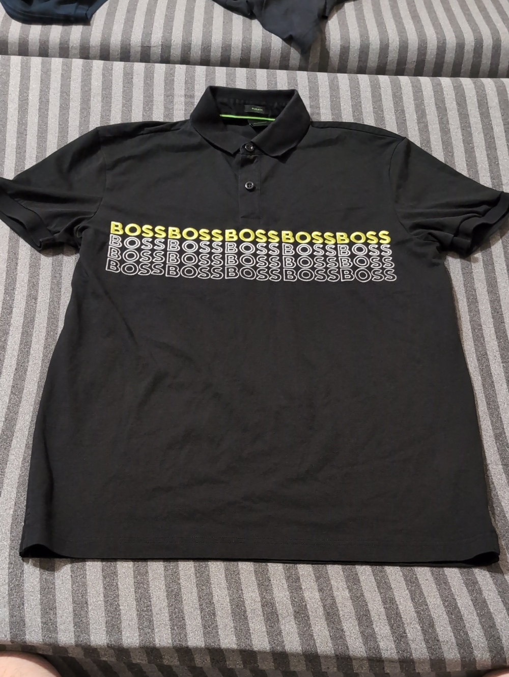 BOSS Black Polo with Yellow Repeat Logo M Medium